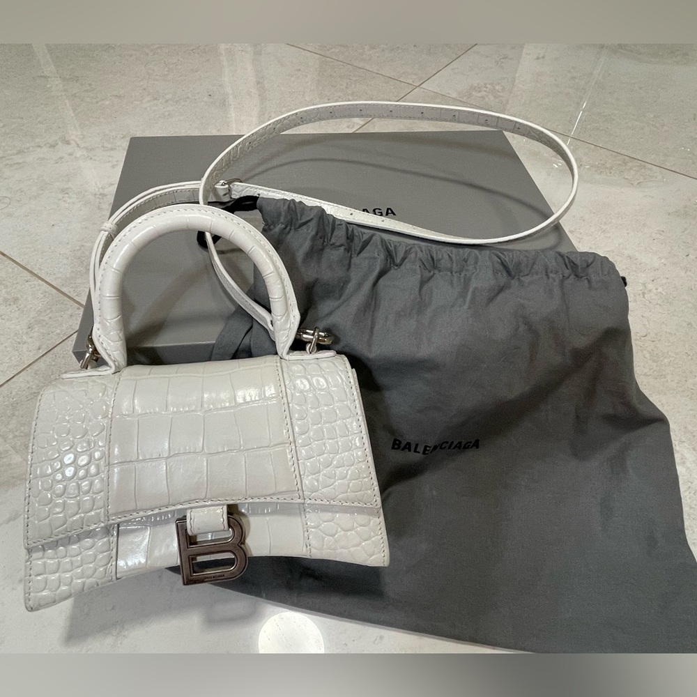 Balenciaga White Croc-Embossed Mini Bag